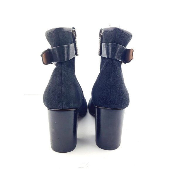 Donald J Pliner Open Toe Block Heel Suede Boots - Size 7 - Picture 4 of 8